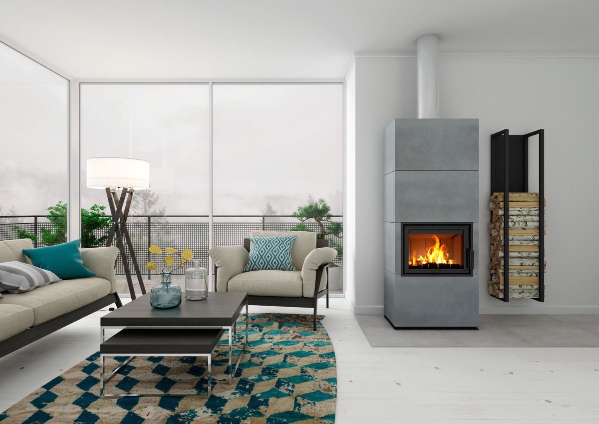 Romotop Solid F celokeramické krbové kachle sivé